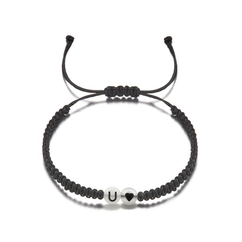 26 Letters Initial Heart Bracelets for Lovers A-Z Letter Luminous Personalized Name Braided Bangles Women Men Friendship Jewelry