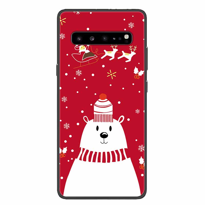 Christmas Phone Cases For Samsung Galaxy S10 /Galaxy S10e /Galaxy S10 Plus Case Black Silicone Soft Santa Claus TPU Bumper Funda