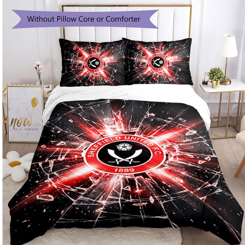 Set Lenzuola Stampato Sheffield United Football 3 Pezzi, Comodo Set Copripiumino per Camera da Letto Amico della Pelle