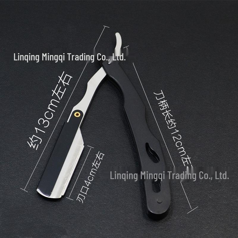 All-Metal Black Manual Razor: Old-Fashioned Shaver & Eyebrow Trimmer