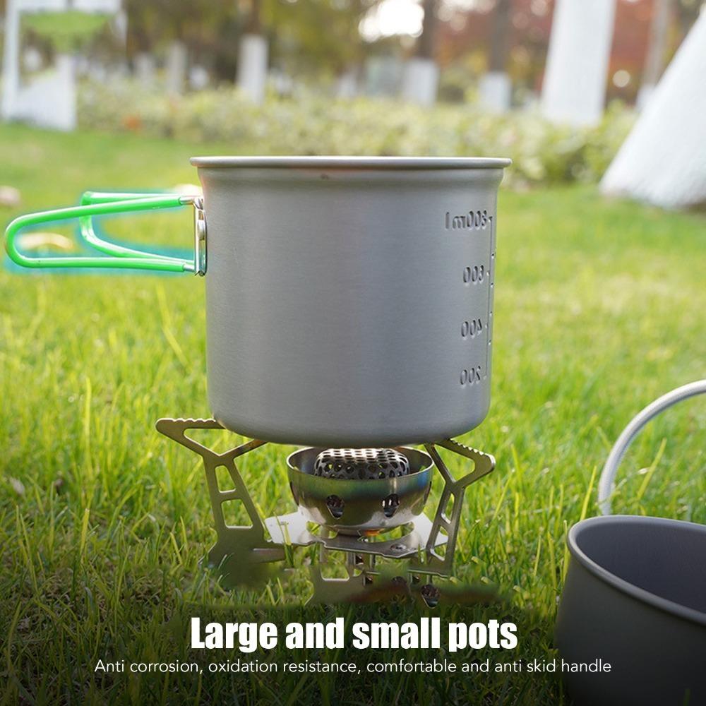 

With Handle Portable Stove Pot Set Alumine Camping Cookware Camping Cooking Set Backpacking зелений