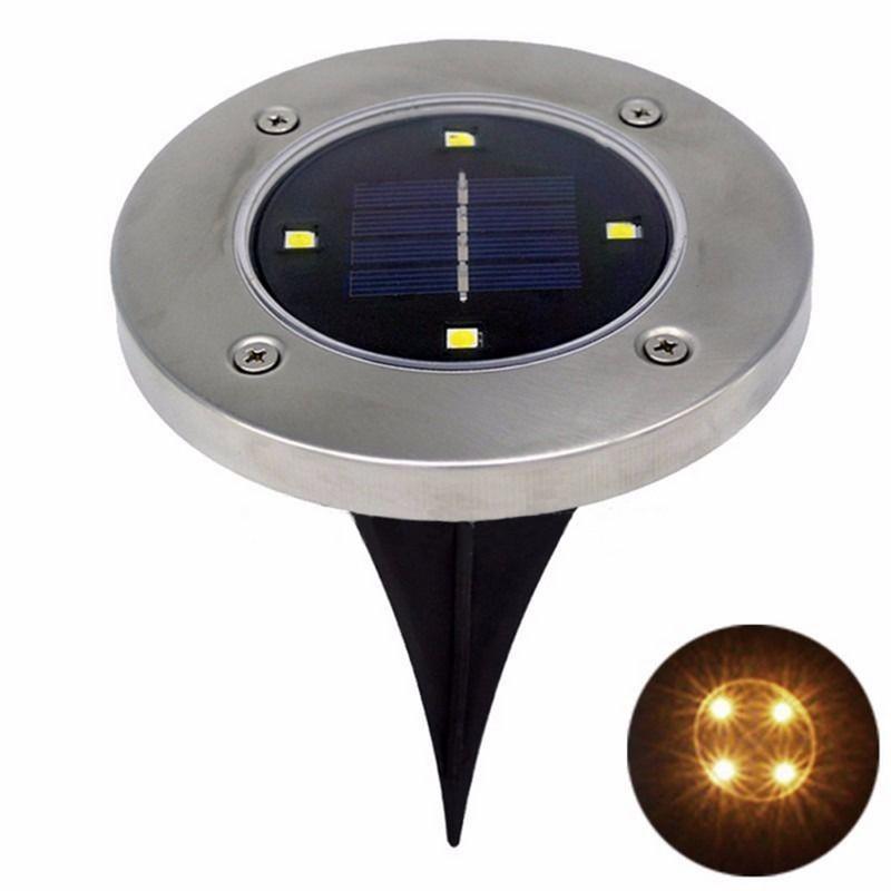 Elegant Led Solar Powered Underground Buried Light Lamp For Garden And Road Decoration 4 LED Warm White