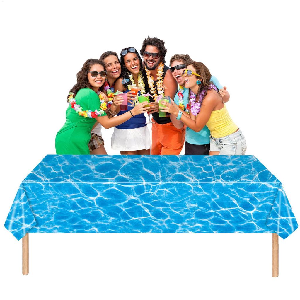 Tischdecke mit Meeresmotiv „Blaues Meer“ – Tischdecke mit Wellenmuster – Tischdecke für Geburtstagsfeiern, Kinder- und Erwachsenenpartys, Sommerparty-Tischdecke, 137 x 274 cm