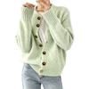 Women's Long Sleeve Button Front Round Neck Knit Cardigan for Casual Everyday Wear