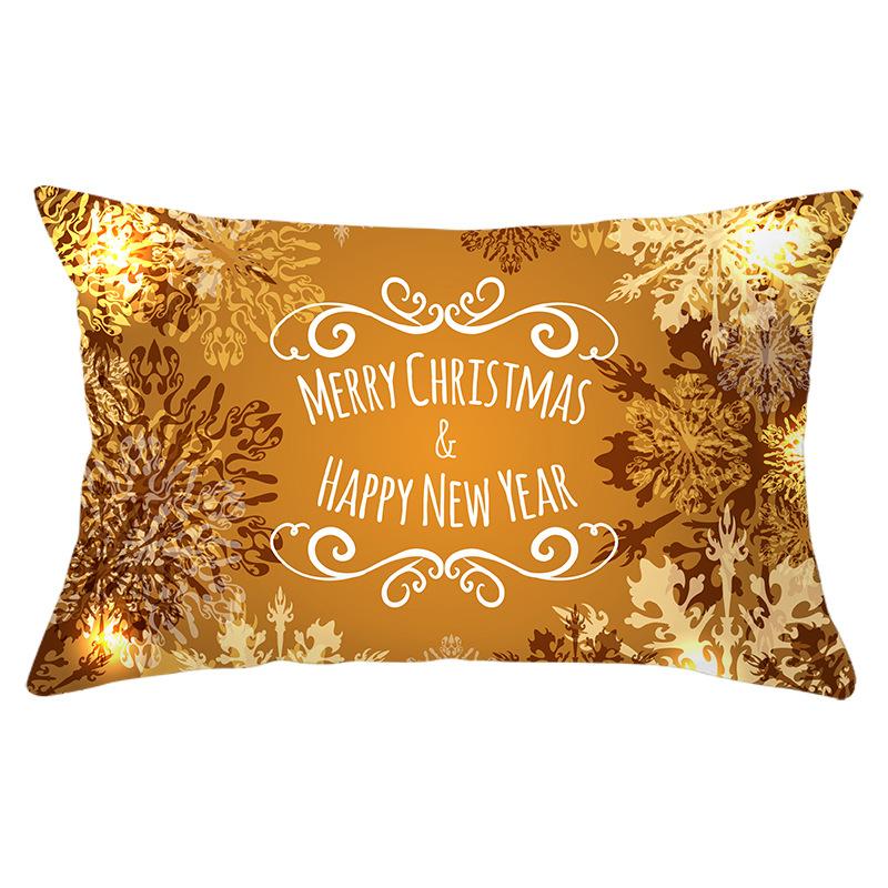 New Christmas Peach Skin Waist Pillowcase Gold Series Sofa Cushion Cover Bedside Pillow Cover