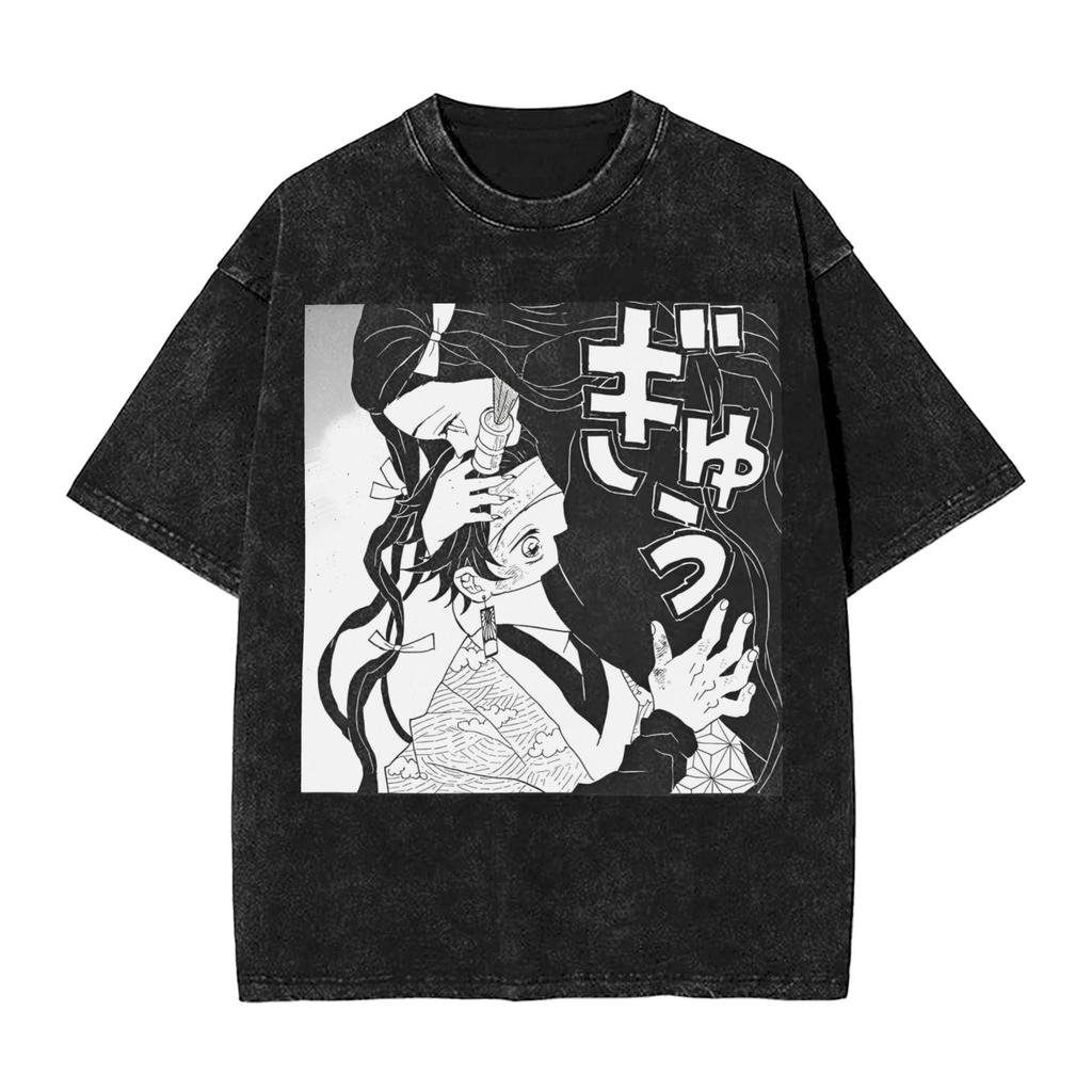 Anime Demon Slayer Hashibira Inosuke Graphic T Shirt Men Women Cotton Tshirts Vintage Washed Tee Harajuku Male Casual T-shirts