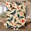 Pigeon And Heart Pattern, Bird Lover Gift, Soft Cozy Blanket, Cute Pigeons with Red Hearts Design, Multi-Purpose Home Decor