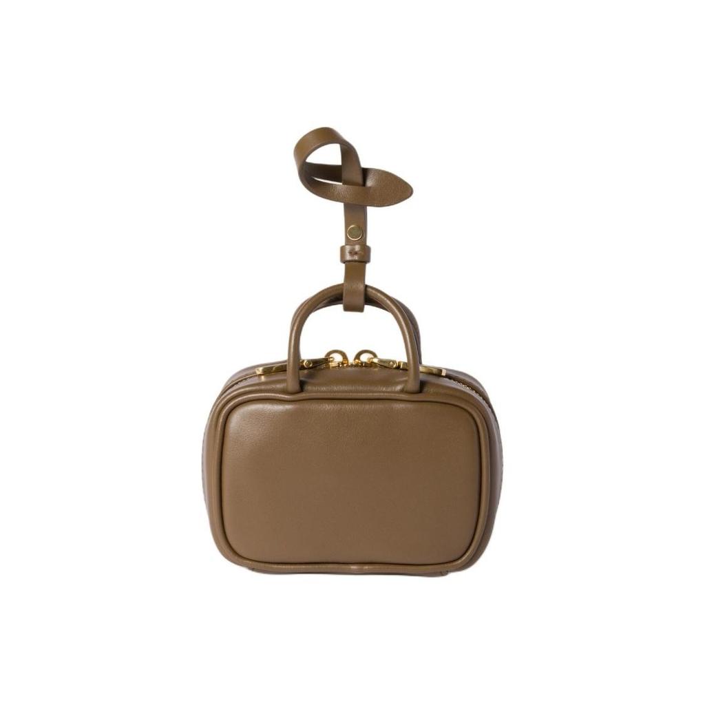 MIU MIU Miu Miu Trick Geprägtes Logo Reißverschluss Kalbsleder Taschenanhänger Münzbörse Regulär Damen Tundra