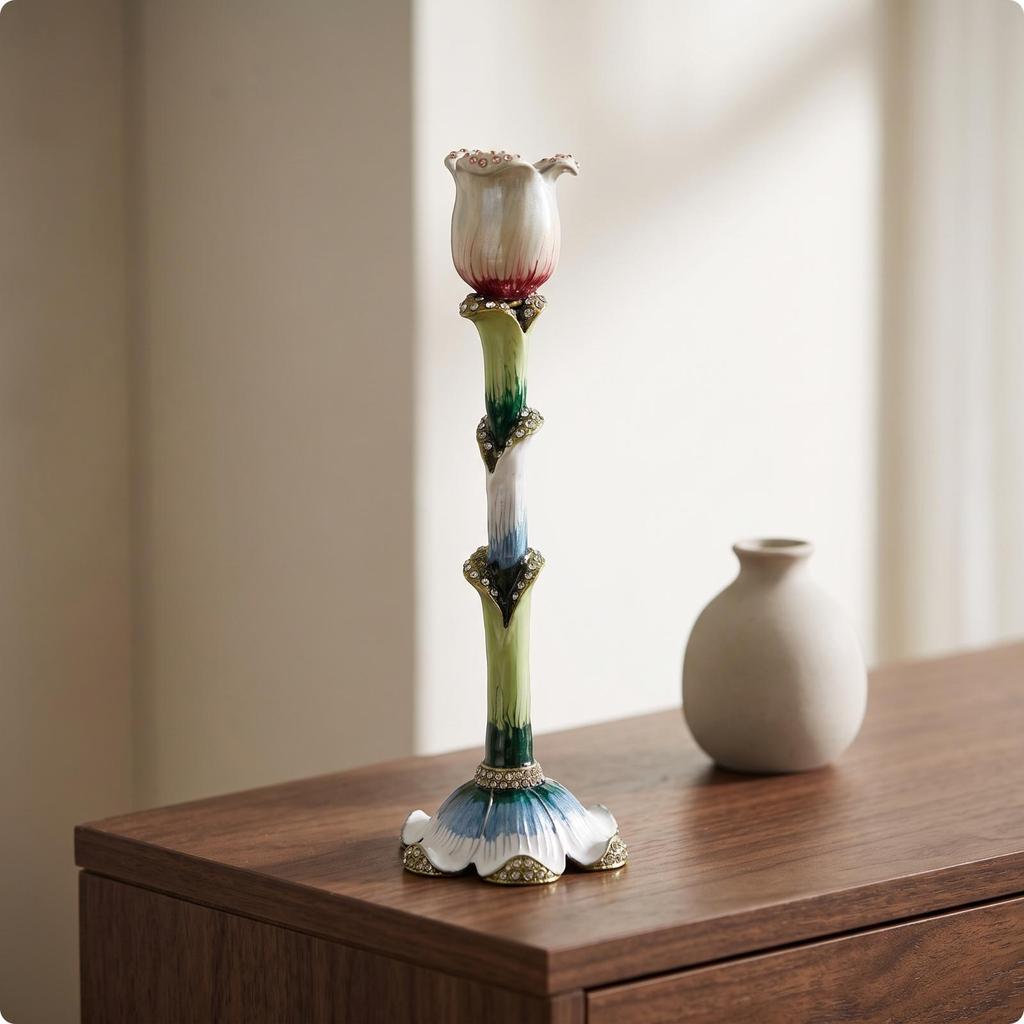 Flower Candle Holder Vintage Decor Gorgeous for Mantel