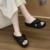 Summer Versatile Word Rad Velcro Cool Slippers Casual Wear 2025 New Thick Bottom Flat Bottom Beach Cross