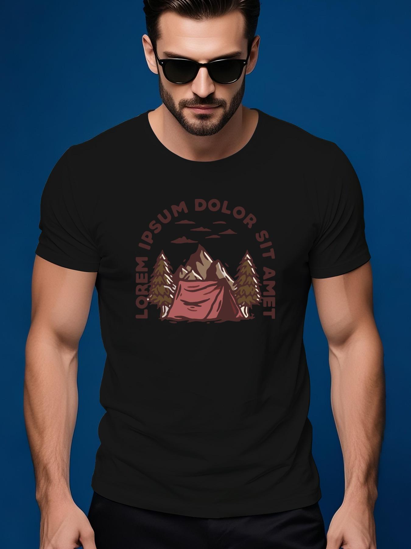Graphic Tshirt Graphic Tshirt with Mountain and Tent Desi... M
