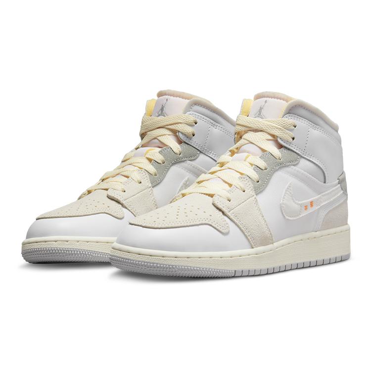 Jordan 1 Mid SE Craft Inside Out White Grey GS DQ3726-100