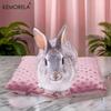  Reversible Small Pet Bed - Plush Top & Cooling Bottom for Rabbits, Guinea Pigs and Chinchillas Pink Square Mat