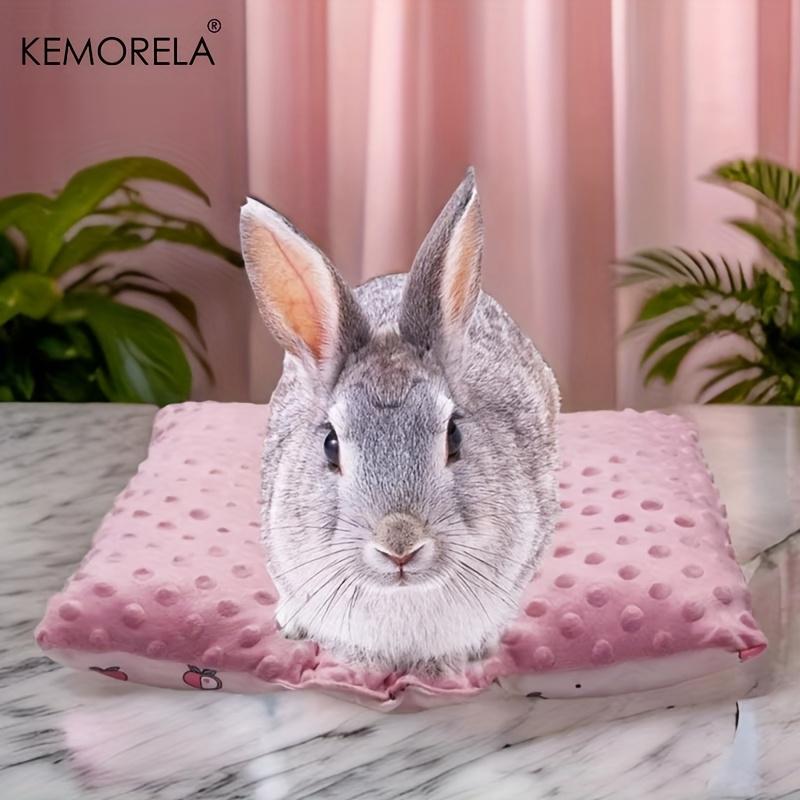  Reversible Small Pet Bed - Plush Top & Cooling Bottom for Rabbits, Guinea Pigs and Chinchillas Pink Square Mat
