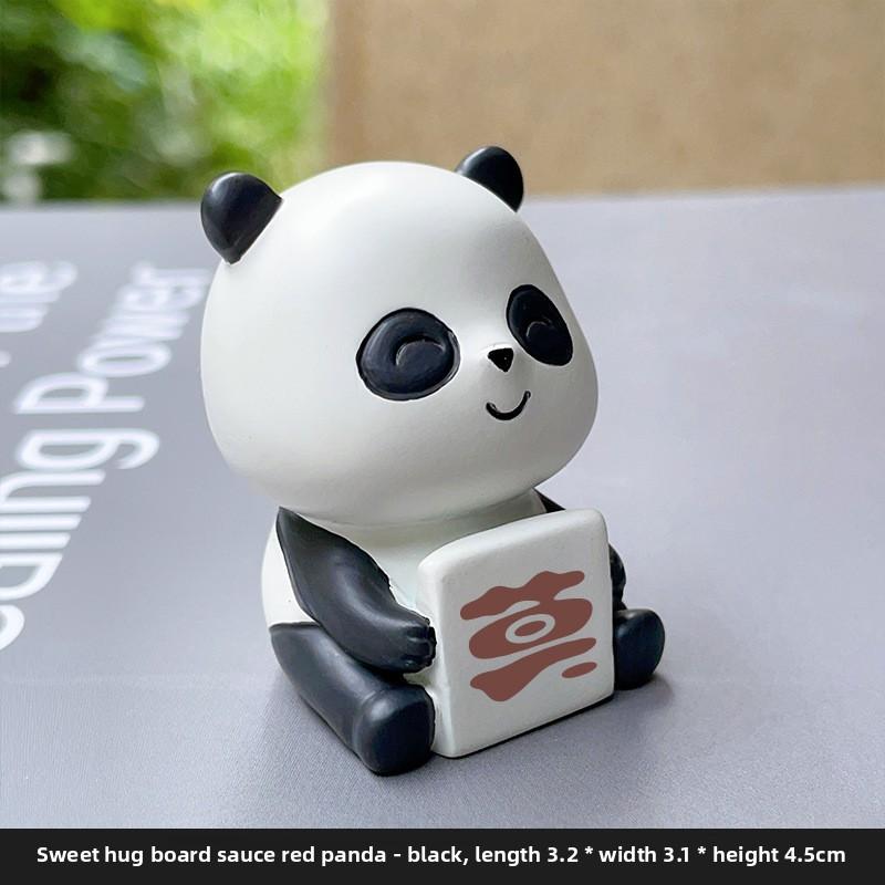 Little Panda Handmade Figurine, Cute Cake for Car Decoration, Tabletop Resin Small Handicraft, Small Animal Toy