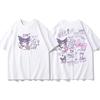 Cotton Breathable Childrens Tshirt Summer New Fitness Kuromi Cartoon Printed Casual Parent Child Short Sleeve