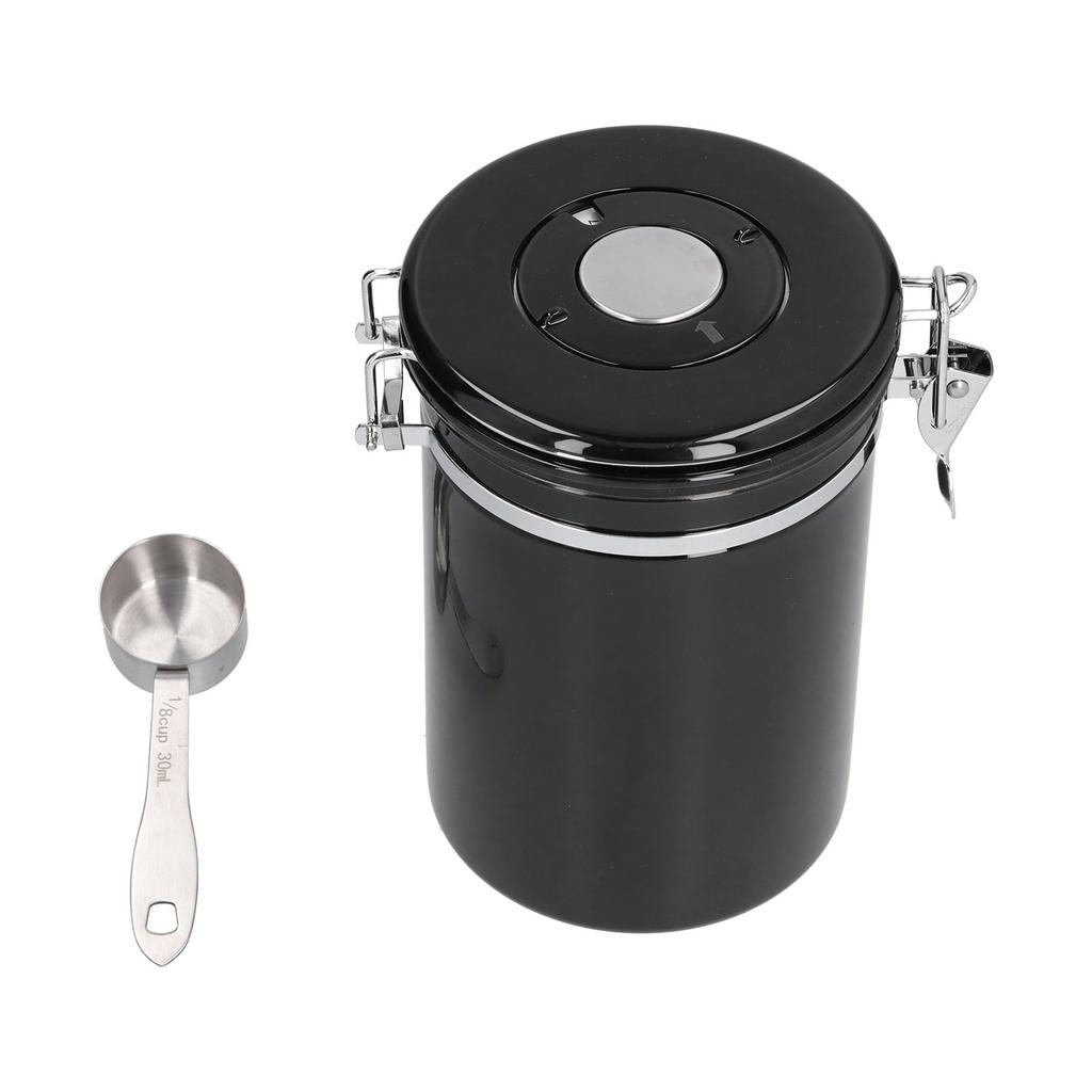 Stainless Steel Coffee Canisters with Calendar Wheel Exhaustable Coffee Jar for Home Coffee Shop
