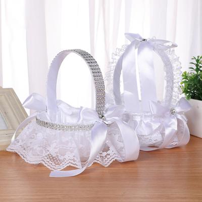 Decorative Flower Basket Eye-catching Romantic Bridal Girl Flower Basket Wedding Supplies
