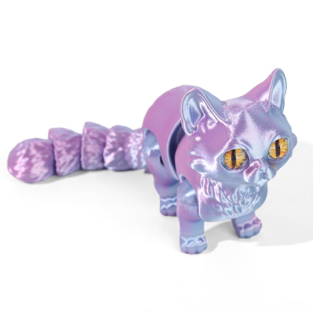 Plastic Material Articulated Cats Doll Big Eyes Cute Cat Figure 3D Printed Cat Model Home Decor