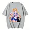 Summer  Hot Sailor Moon Tsukino Usagi  Luna Cat T-shirt Print Casual Tee Parent-child Matching Tops Versatile