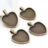 New Fashion 5pcs 25mm Heart Inner Size Antique Bronze And Antique Silver Colors Plated Heart Cabochon Base Setting Pendant