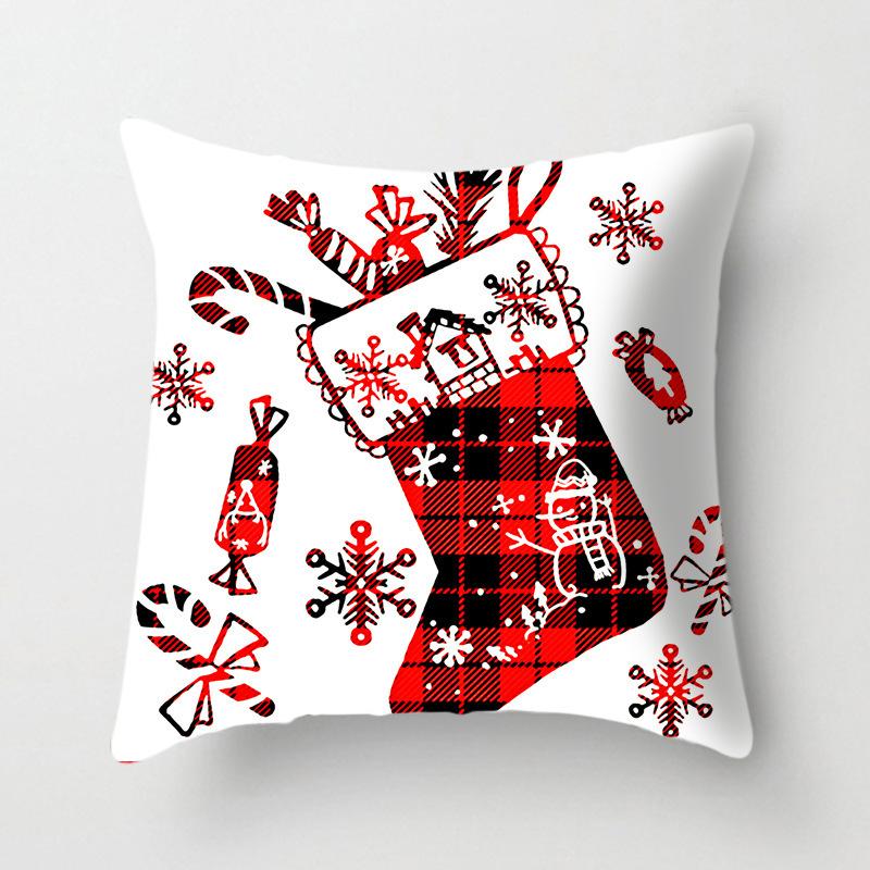 45x45cm New Year Christmas Elk Letter Printing Pattern Cushion Cover Home Living Room Sofa Decoration Throw Pillow Cover