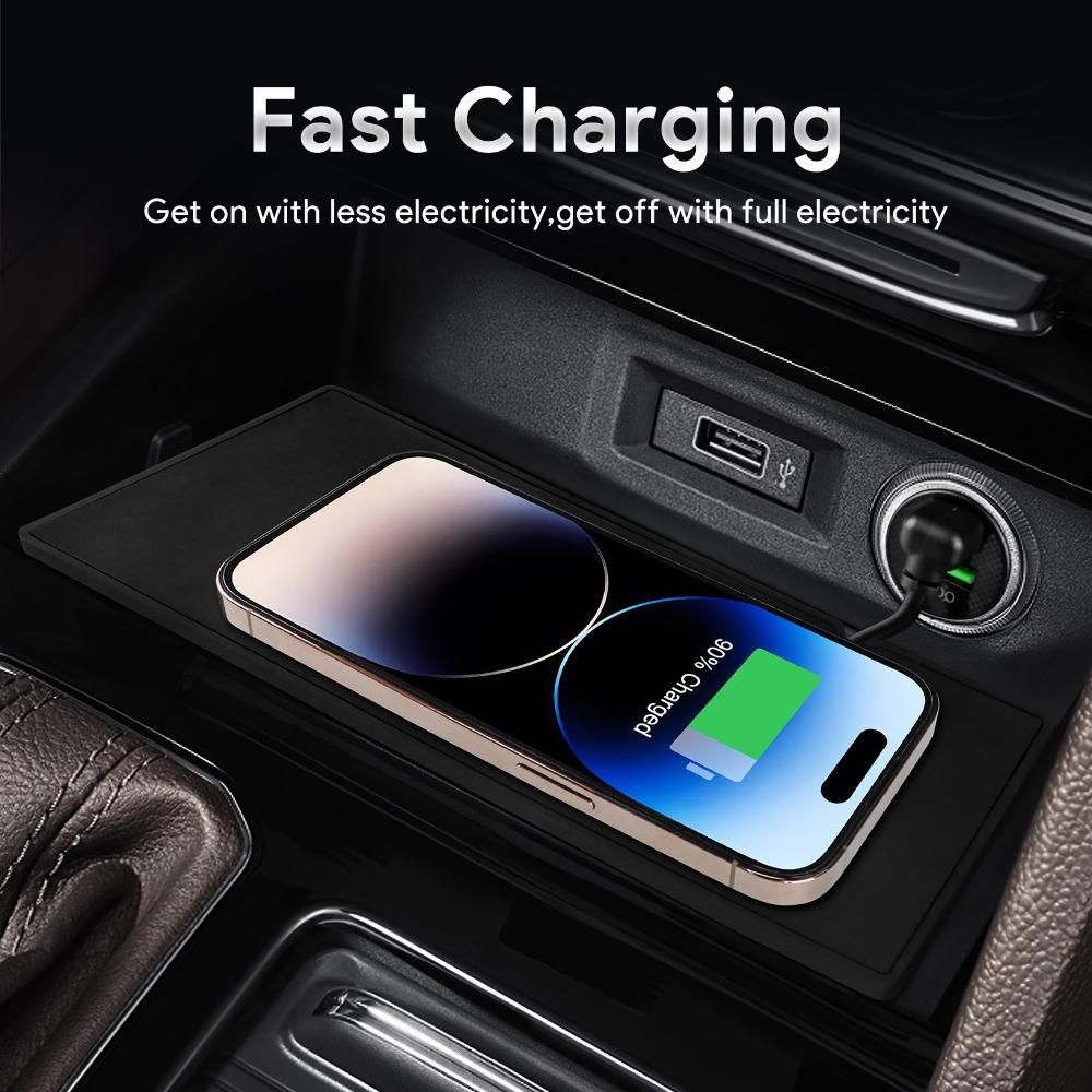Car Wireless Charger Pad Stable Fast Charging For VW Atlas Teramont 2018-2020 Center Console Storage Box Decoration Accessories