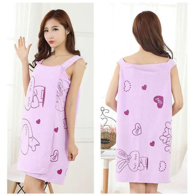 Women's Printed Bathrobe: Soft, Absorbent, Anti-Exposure Superfine Fiber Wearable Bath Towel