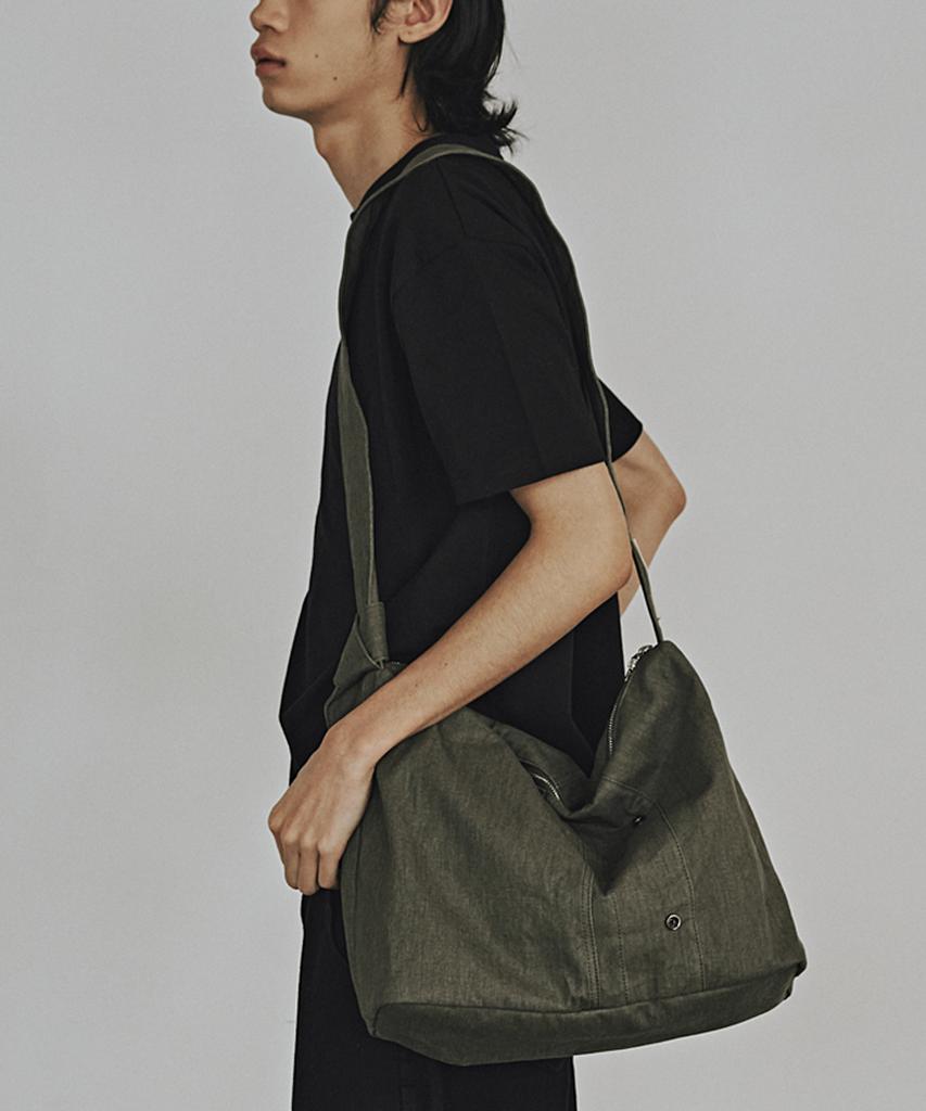 Kaneitei Mil-Type Knot Washed Shoulder Bag (Olive Drab)