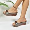 Fashion Leisure Silver Slip On Sandals Women Summer 2025 Vintage Plus Size 43 Slippers Comfortable Soft Sole Wedge Heels Slides Woman