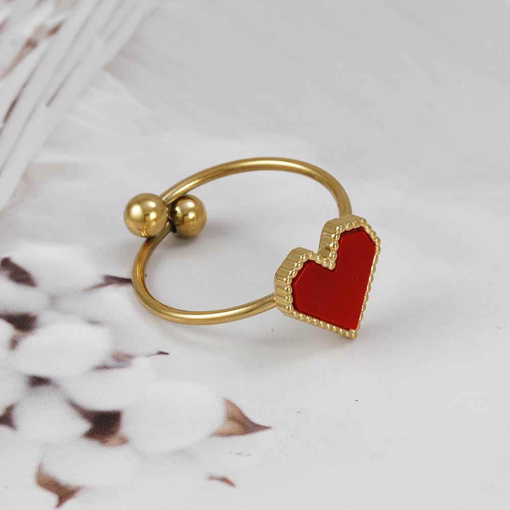 Fashion Stainless Steel Heart Shaped Rings For Women Classic Adjustable Size Gold Color Ring Wedding Party Jewelry