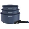 Set of 3 Saucepans - All Heat Sources Including Induction - - AM0320 - Ceramic - Ø 16-18-20 Cm + Removable Handle - Blue