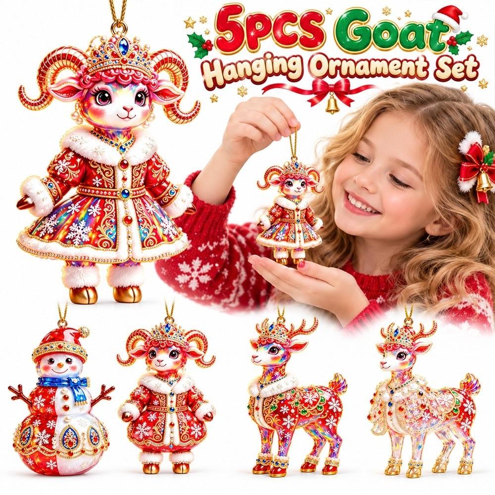 Shining Goat Hanging Ornament Set Acrylic Christmas Tree Ornament New Keychain Holiday Party Decor