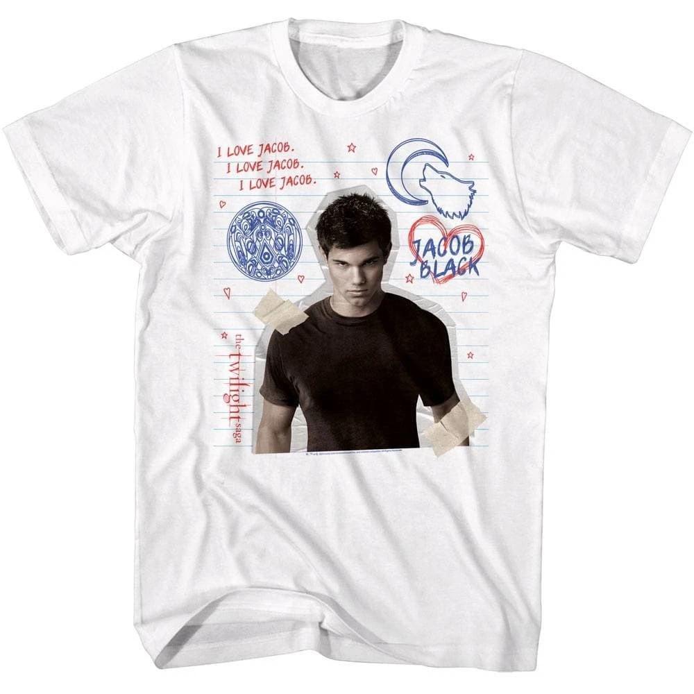 Twilight I Love Jacob Notebook Doodles Men s T Shirt L