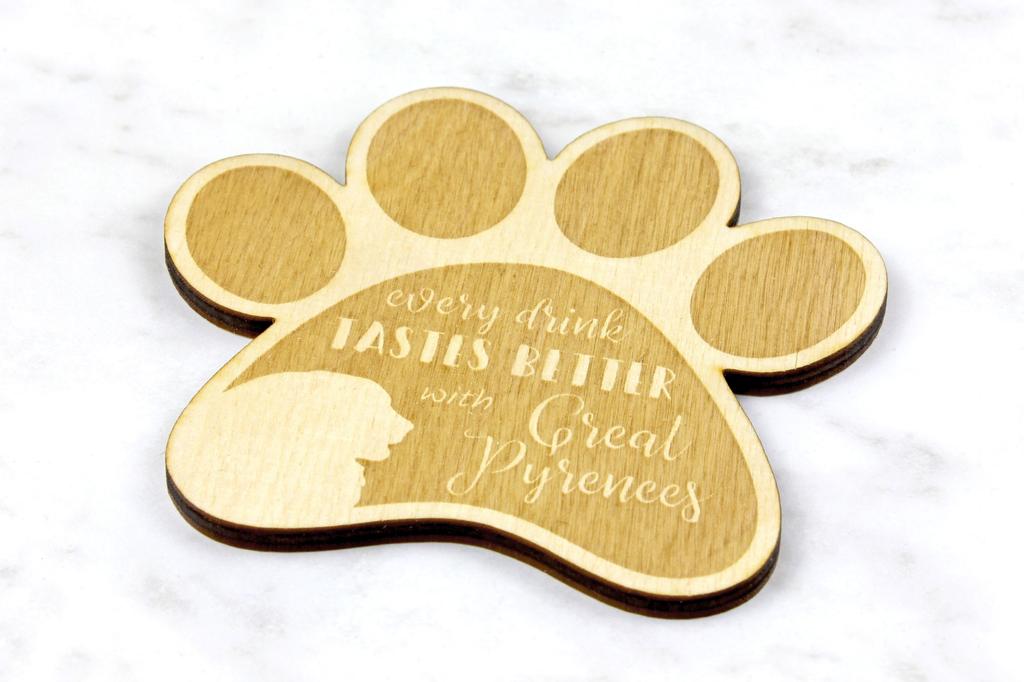 Pyrenean Mountain Dog, Great Pyrenees, Pyrenean Shepherd – Mug coaster, engraved coaster with dog | Art-Dog