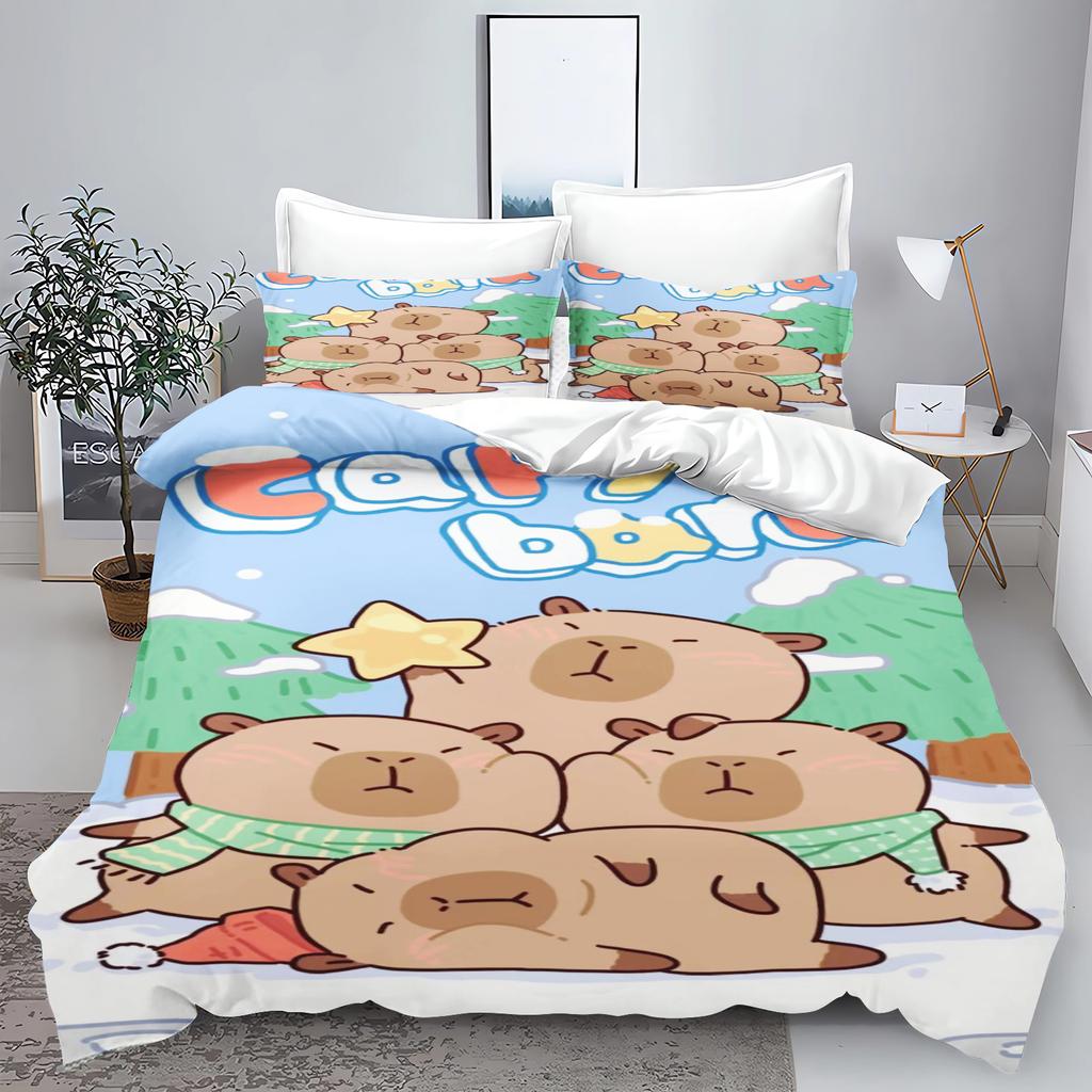 New 3d Print Kawaii Animal Capybara Bedding Set Boys Girls Twin Queen Size Duvet Cover Pillowcase Bed Kids Adult Home Textiles