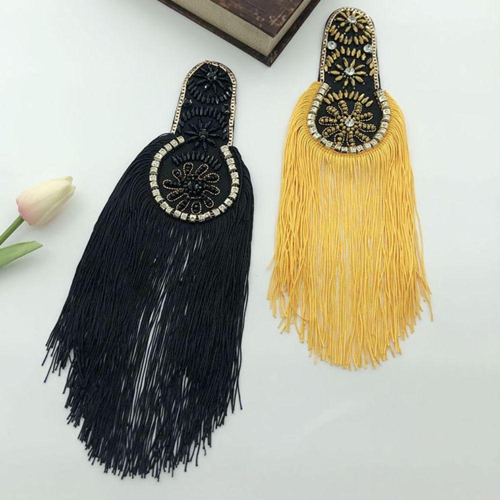 

Pin Brooch Shoulder Board Cool Vintage Brooch Epaulette DIY Clothes Decor Tassel Epaulette Men чорний
