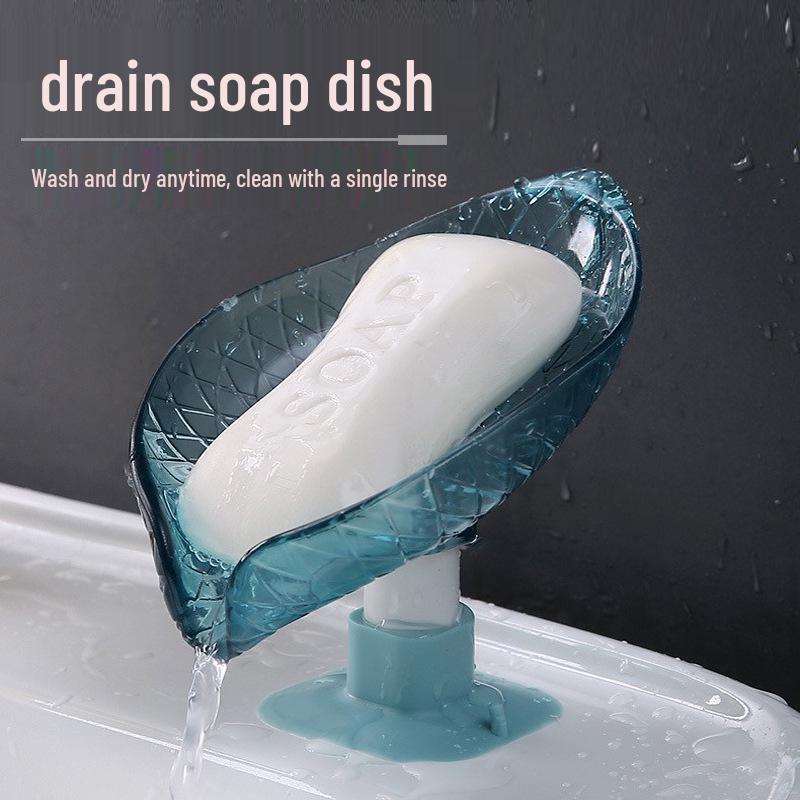 Leaf Design Punch-Free Suction Cup Soap Holder and Drainage Rack