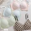 Seamless Diamond Pattern Push-Up Bra: Wire-Free, Soft Support, Girlish Style for Small Busts.