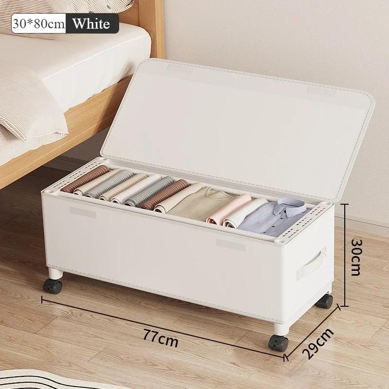 Non-Woven Multifunctional Clothes Storage Box With Wheels Movable Underbed Organizer Rolling Chest of Drawers for Clothing Goods