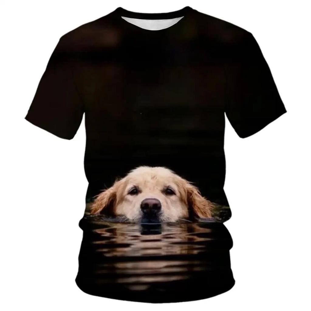 Golden Retriever-Muster, niedlicher Hund, 3D-Druck, Herren- und Damen-Straßen-T-Shirts, atmungsaktiv, leicht, Sommer, Sport, übergroße Tops