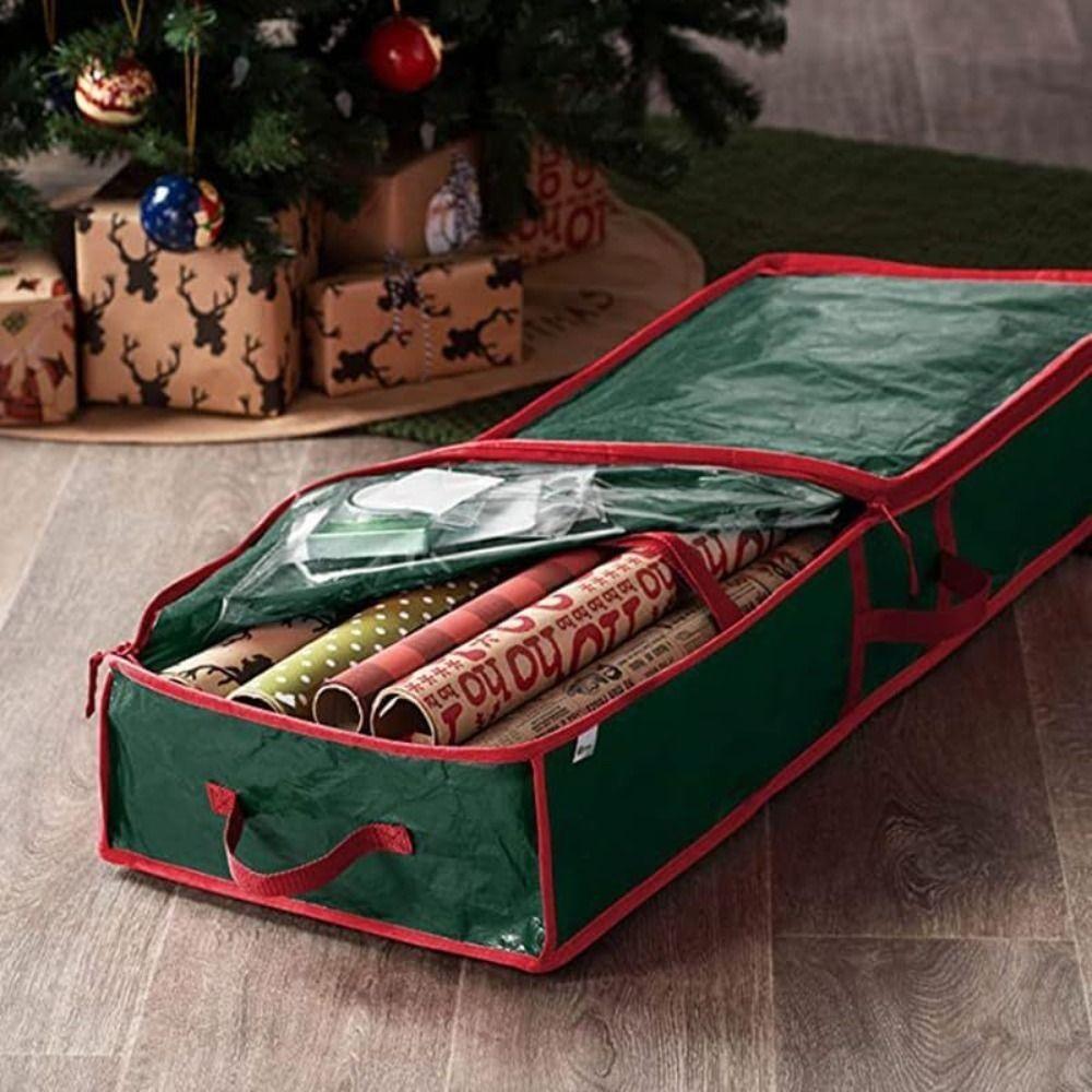 Oxford Christmas Wrapping Paper Storage Bag Dustproof Washable Xmas Ornament Organizer Large Capacity Reusable Under Bed Storage