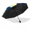 1pc Cosmic Cat Pattern Automatic Folding Umbrella - Compact 8-Rib Design, Durable Plastic & Iron, Lightweight for Outdoor Daily Use045
