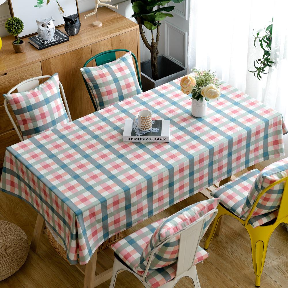 Ins Fresh Hot Sale Pure Cotton Dining Table Cloth Art Tablecloth Simple Plaid Coffee Table Cloth Manufacturer