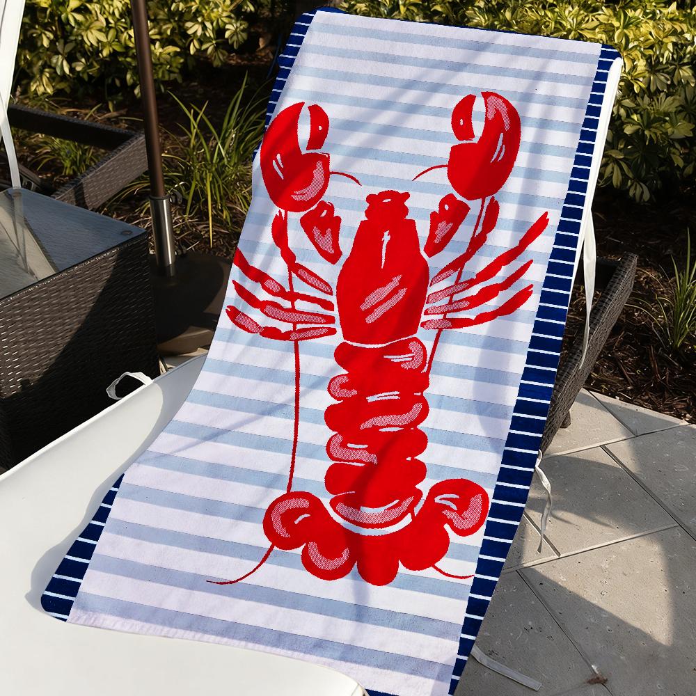 Serviette Rayée Bleue Rouge Invité Homard Douce Piscine Cadeau Pour Voyage Salle de Sport Douche Camping Séchage Rapide Sport Grande Serviette de Plage