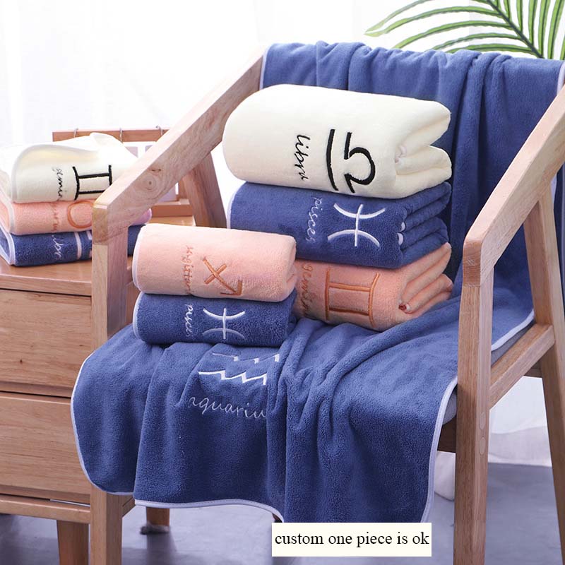 Toalla Hotel Home 100% Polyester Hand Facial Shower Towel Soft Hotel Bath Towel Custom constellation Embroidery Towel