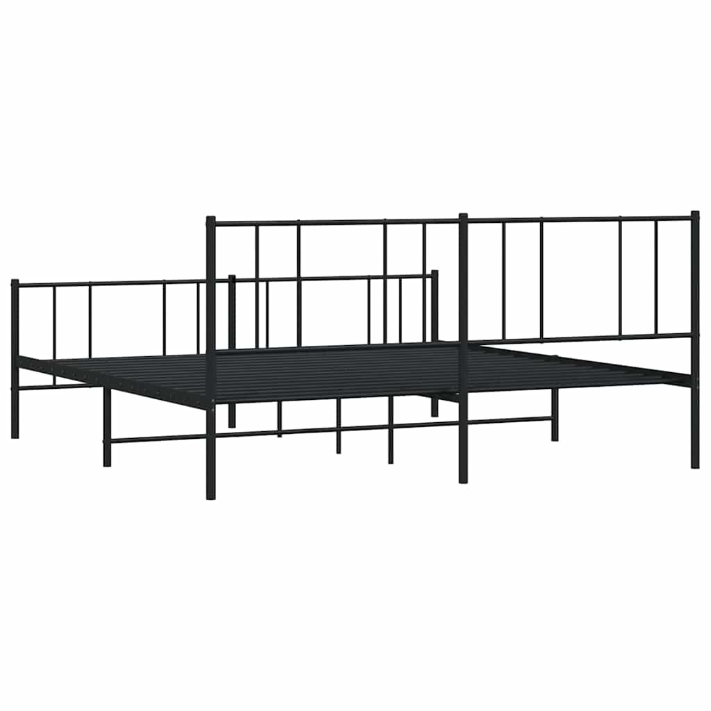 Vidaxl Metalowe Łóżko Z Zanóżkiem, Bez Materaca, Czarne, 180X200 Cm