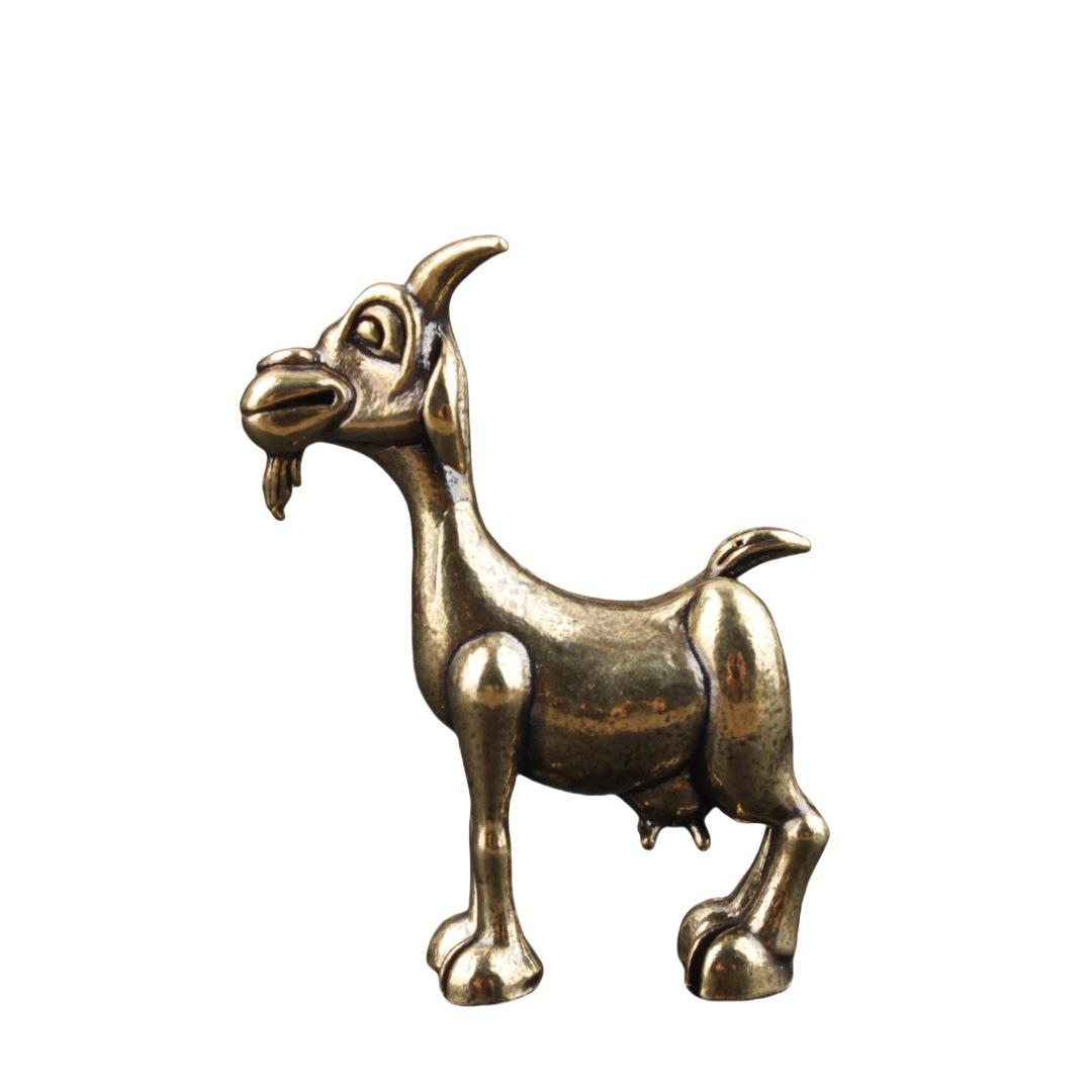

Винтажная латунная статуэтка козы - Сложная ретро-скульптура животного, чайный питомец для декора дома и офиса, идеально для коллекционеров, гостиная