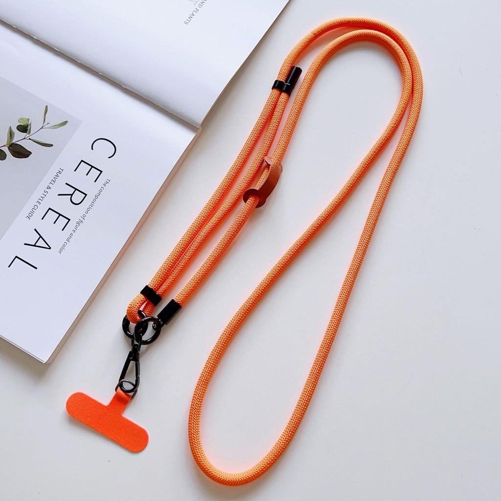 7mm Phone Lanyard Crossbody, 1.5m Adjustable Anti-Lost Neck Strap with Colored Chain and Leather Tag.
