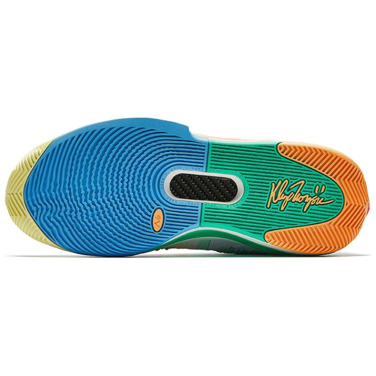 New Anta KT10 Slip Resistant And Abrasion Resistant Support Mid Top Basketball Shoes Men's Green Pink Blue 112511101-7